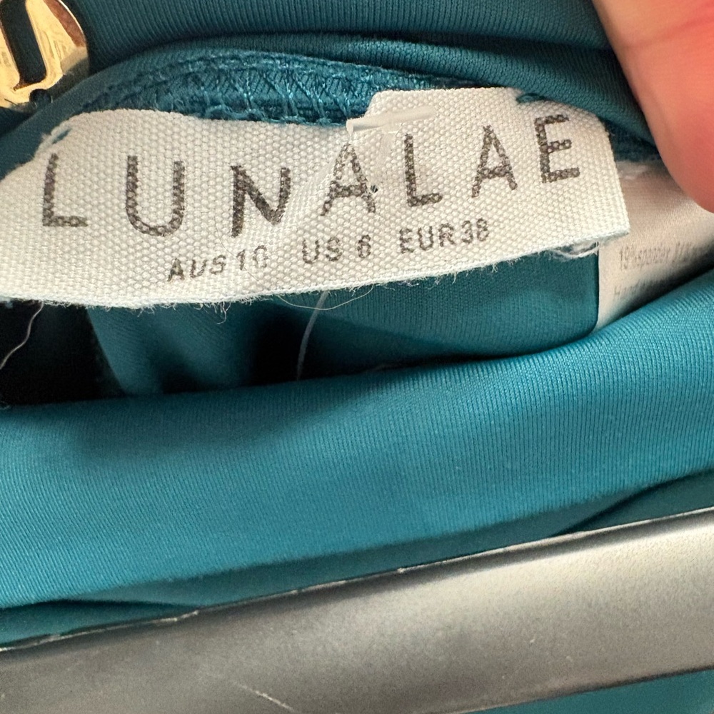 Lunalae High Waist Drawstring Shorts- Teal - Picture 3 of 4